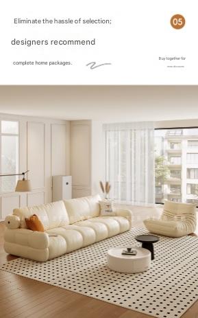 Luxury Puff Cushion Leather Sofa With USB Charging