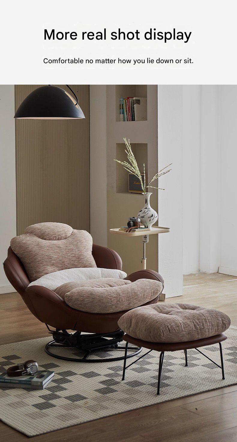 Modern Eggshell Swivel Recliner Chair with Ottoman