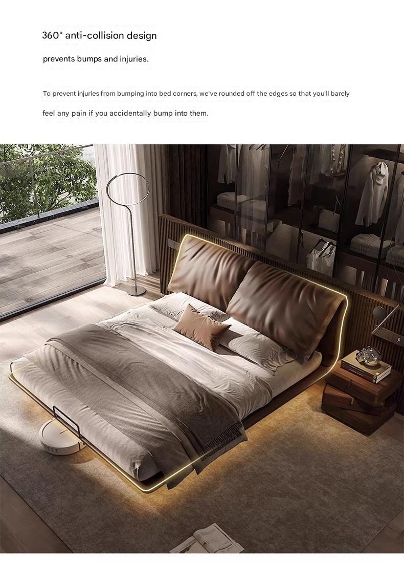 Italian Light Luxury Double Leather Bed