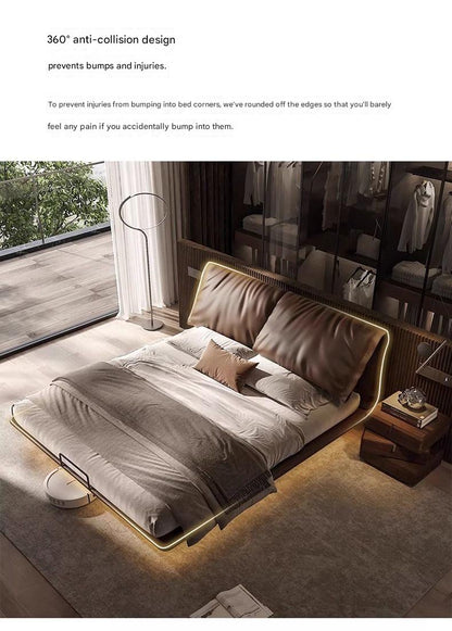 Italian Light Luxury Double Leather Bed