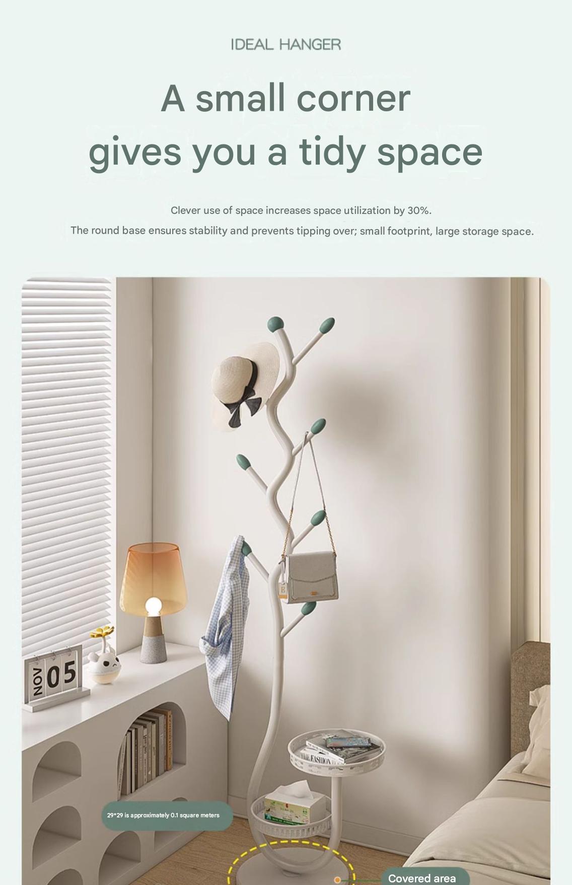 Luxury MultiFunctional Floor Standing Clothes Rack with Dual Tray