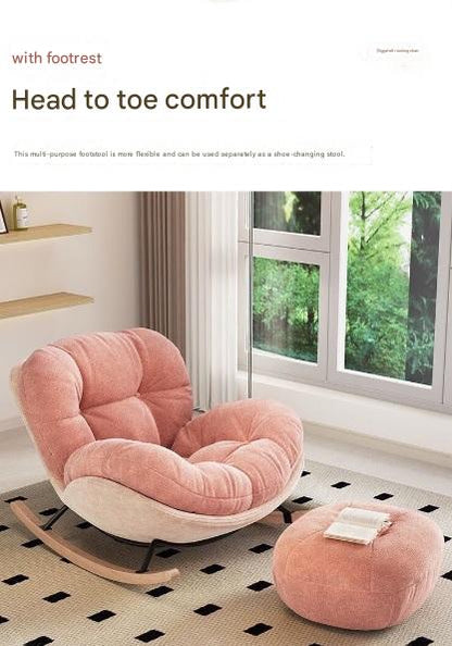 Modern Eggshell Rocking Chair with Ottoman