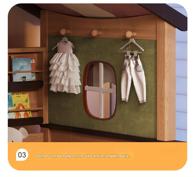 Luxury Solid Wood Kids Canopy Bed with Storage