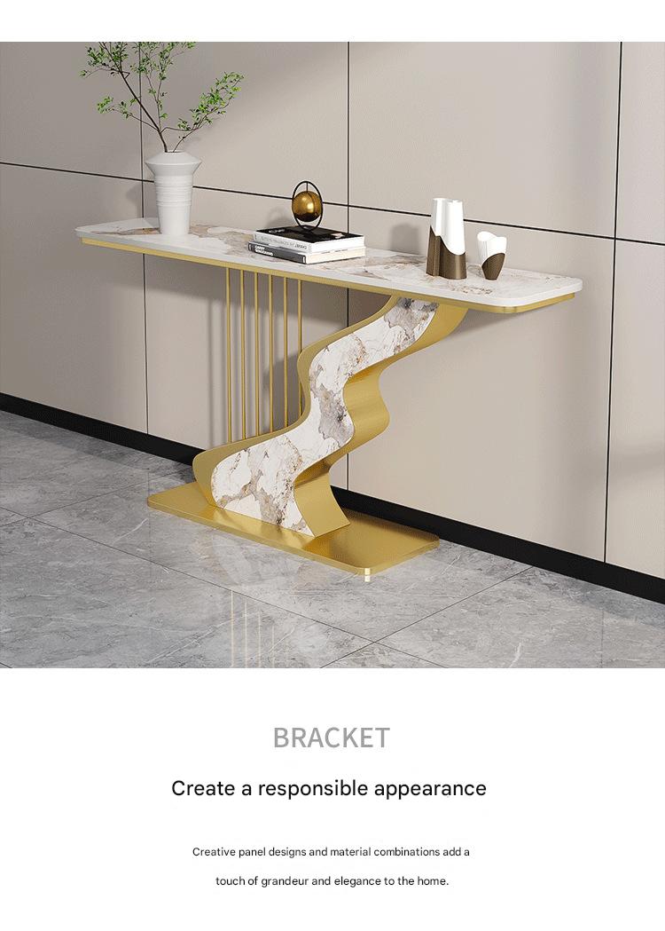 Luxury Rock Slab Foyer Table with Artistic Base
