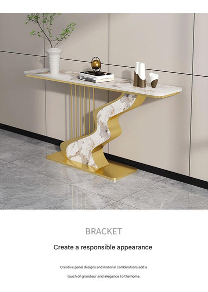 Luxury Rock Slab Foyer Table with Artistic Base