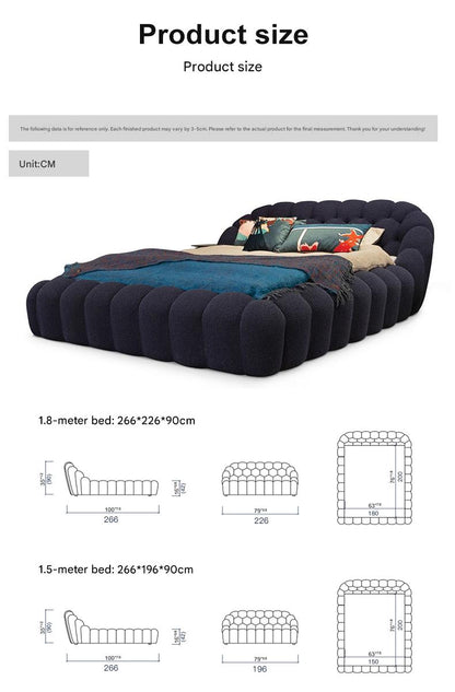 Luxury Elegant Teddy Velvet Bubble Bed