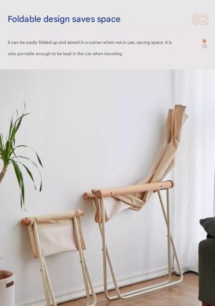 Modern Folding Lounge Chair with Wooden Armrests