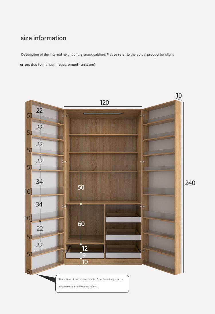 Modern Wooden Wardrobe Storage Cabinet with Shelves