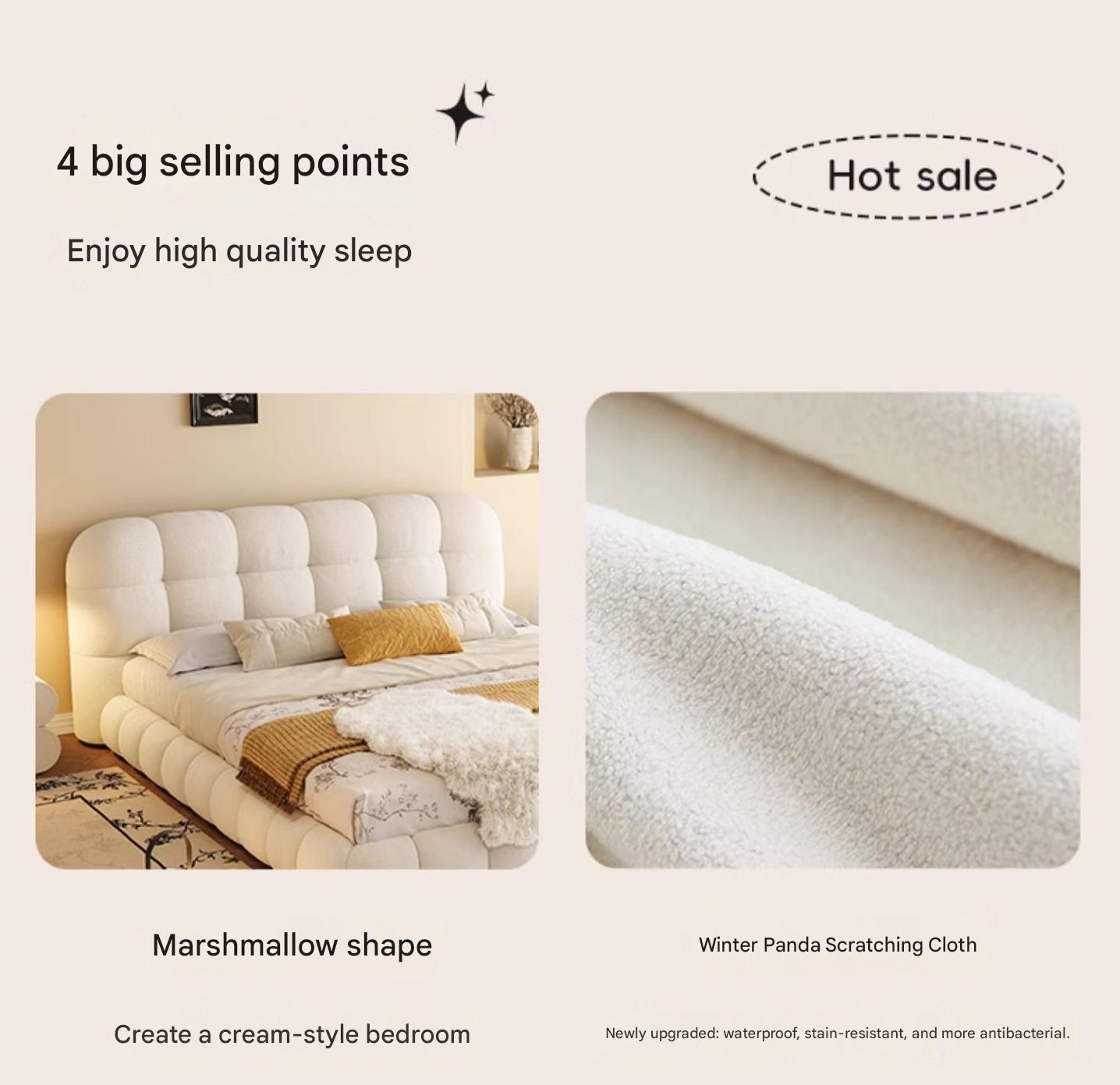 Modern Upholstered Platform Bed with Tufted Headboard
