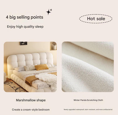 Modern Upholstered Platform Bed with Tufted Headboard