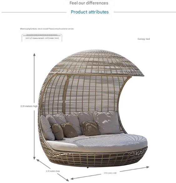 Luxury Outdoor Rattan Daybed Pod with Canopy
