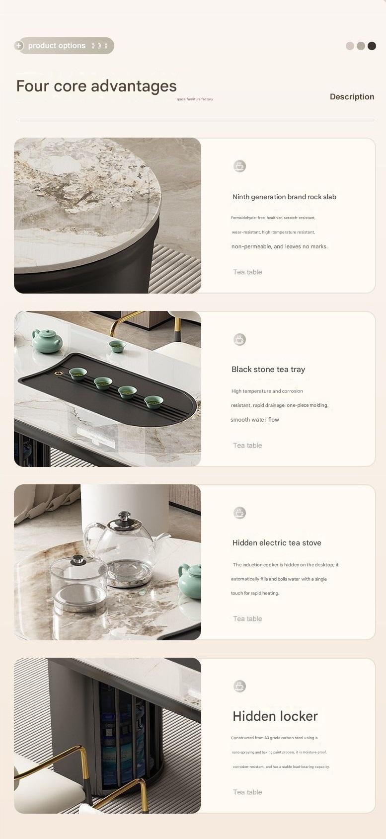 Luxury Modern Tea Table Set with Chairs