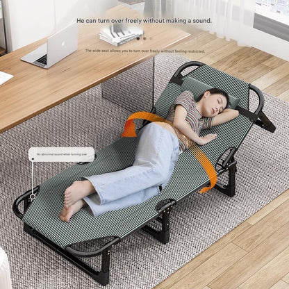 Portable Leisure Folding Bed With Head Support Pillow And Adjustable Reclining Backrest