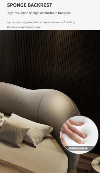 Luxury Round Leather Bed With LED