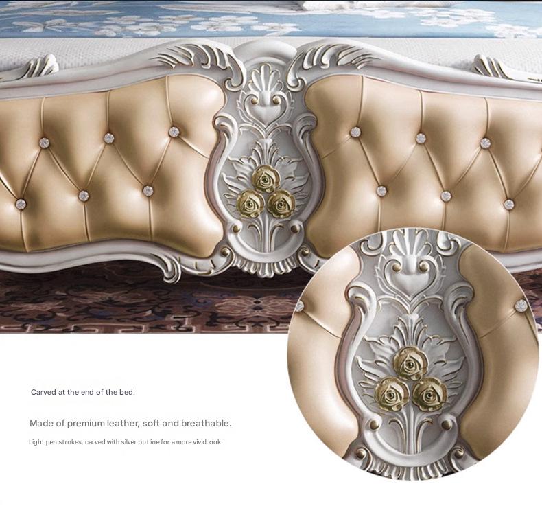 Luxury European French Wood Princess Double Bed