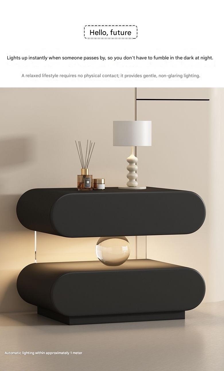 Luxury Wooden Bedside Table With Acrylic Sensor Light