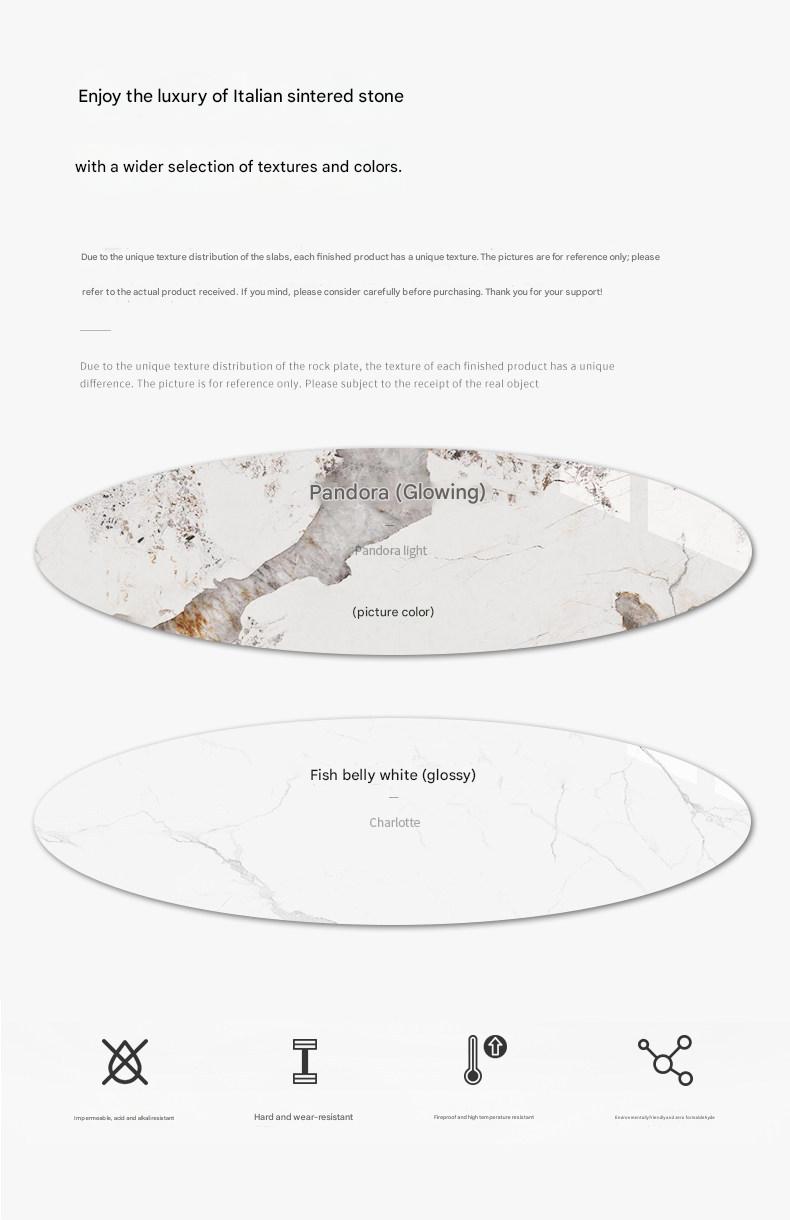 Light Luxury Rock Slab Sofa Table With Stainless Steel Base