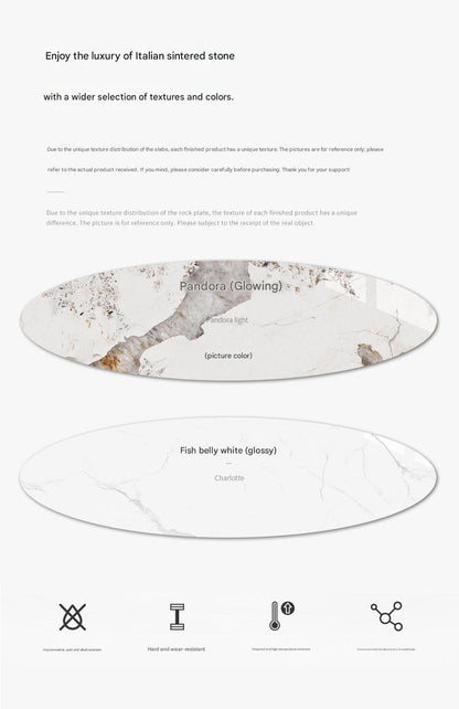 Light Luxury Rock Slab Sofa Table With Stainless Steel Base