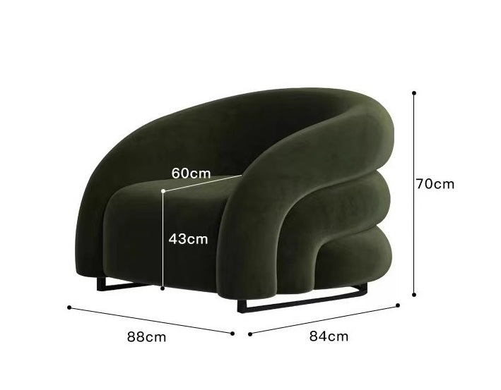 Modern Velvet Accent Chair with Sculptural Curved Design