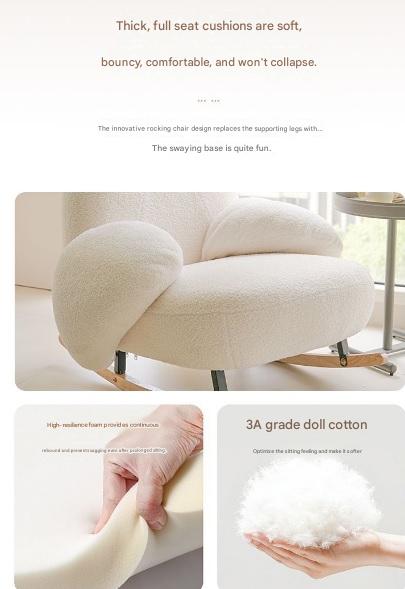 Luxury Teddy Bear Rocking Chair with Adjustable Backrest