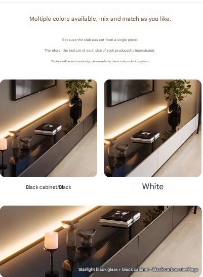 Luxury Floor Standing Glass TV Cabinet with Storage Drawers