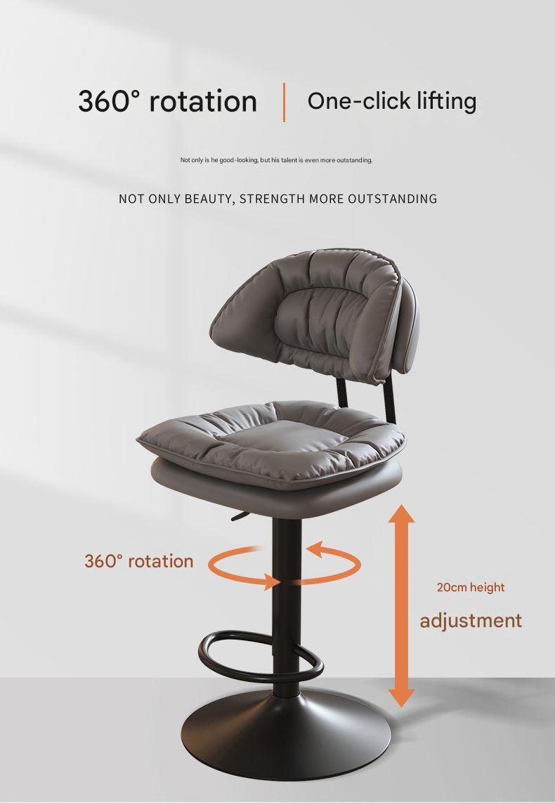 Luxury Adjustable Swivel Bar Chair with Cushioned Backrest