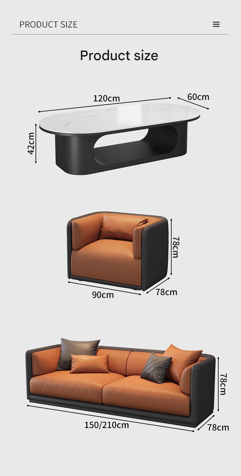 Luxury Modern Leather Sofa Set with Coffee Table