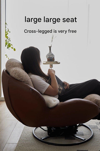 Modern Eggshell Swivel Recliner Chair with Ottoman