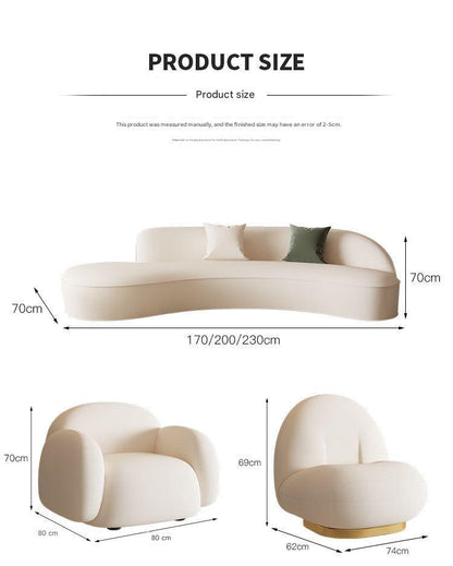 Modern Curved Cloud Sofa Set With Chair And Coffee Table