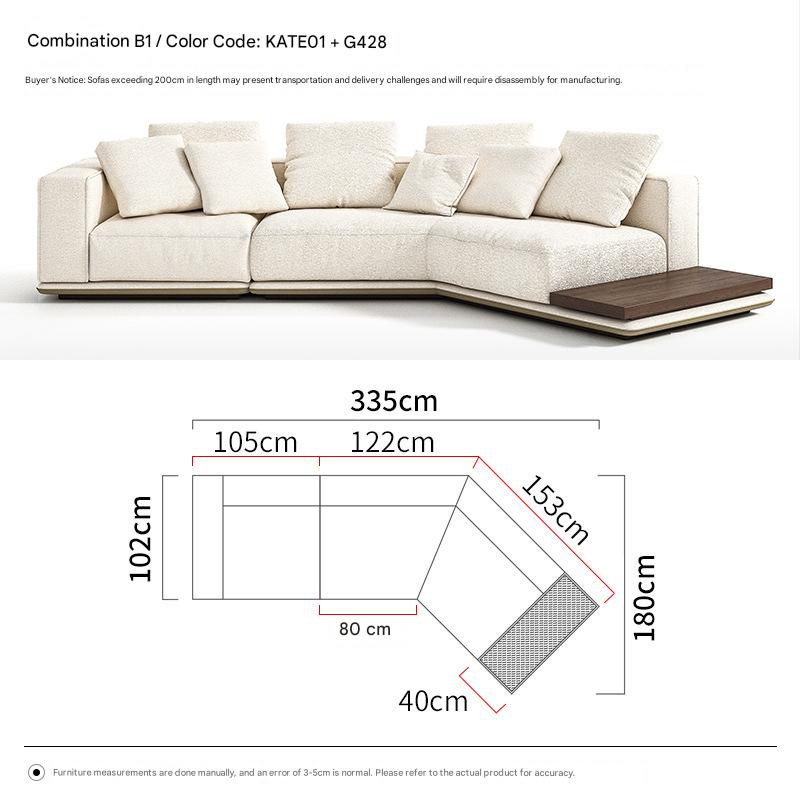 Modern Luxury Curved Sectional Sofa with Chaise Extension