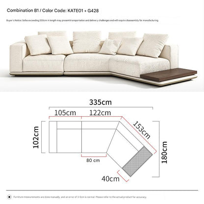 Modern Luxury Curved Sectional Sofa with Chaise Extension