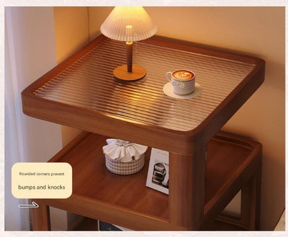 Modern Wooden Bedside Table With Wheels