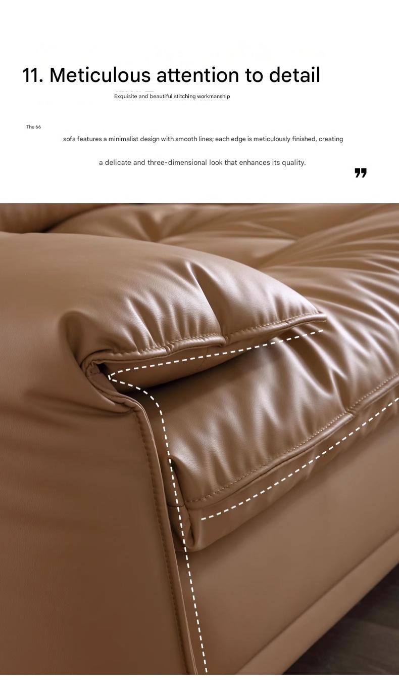 Luxury Adjustable Backrest caramel Toast Top Layer Leather Sofa