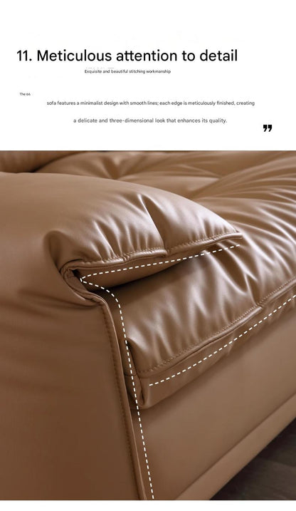 Luxury Adjustable Backrest caramel Toast Top Layer Leather Sofa