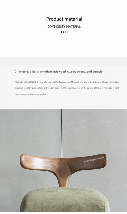 Modern Scandinavian Wooden Stool with Backrest