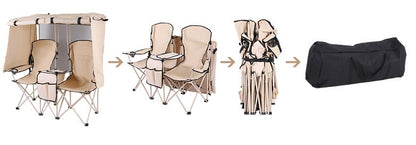 Portable Foldable Double Camping Chair with Sunshade Canopy