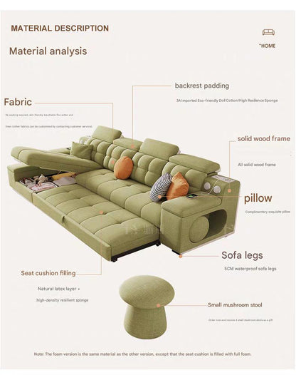 Luxury Chenille Cotton Linen Folding Sofa Bed