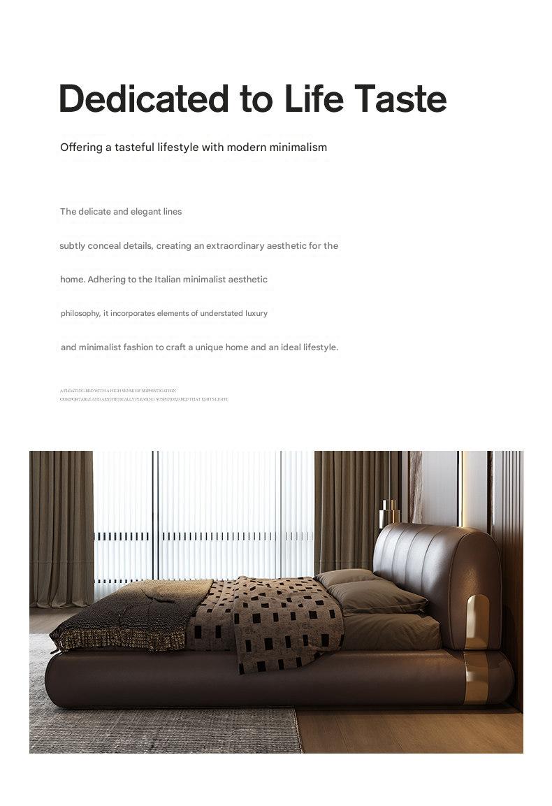Italian Luxury Leather Sand Dune Double Bed