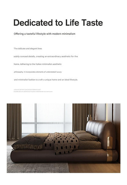 Italian Luxury Leather Sand Dune Double Bed