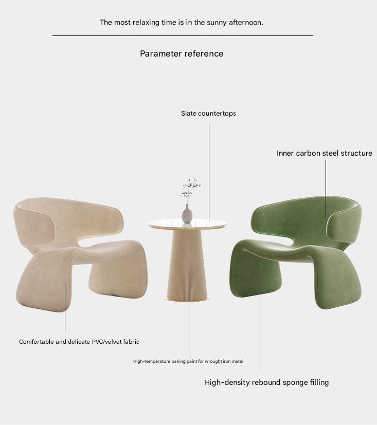 Modern Designer Lounge Chair with Curved Backrest