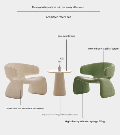 Modern Designer Lounge Chair with Curved Backrest