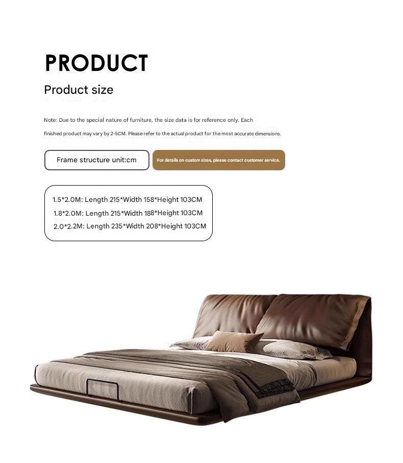 Italian Light Luxury Double Leather Bed