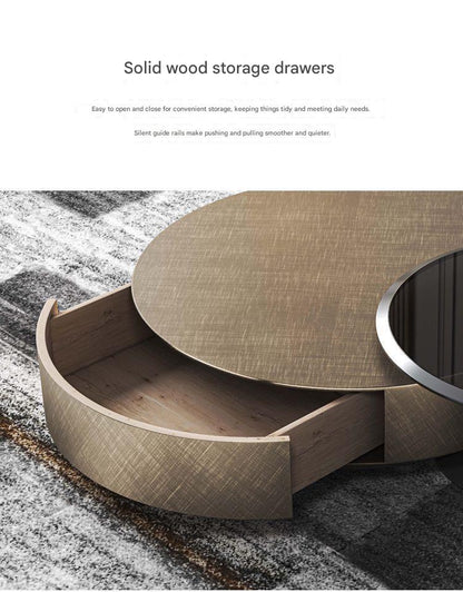 Italian Luxury Round Coffee Table with Side Table