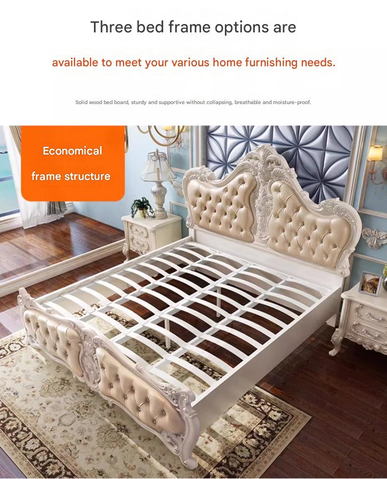 Luxury European French Wood Princess Double Bed