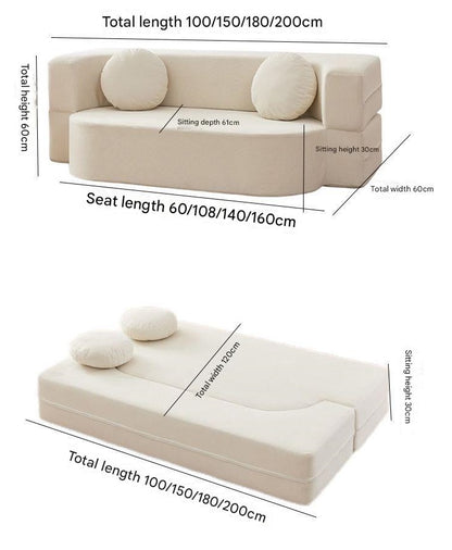 Modern Curved Foldable Fabric Sofa