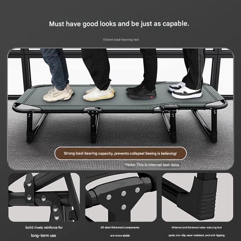 Portable Leisure Folding Bed With Head Support Pillow And Adjustable Reclining Backrest