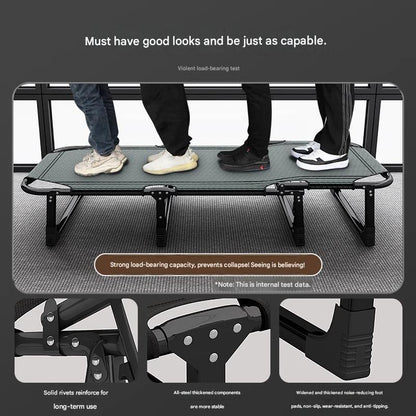 Portable Leisure Folding Bed With Head Support Pillow And Adjustable Reclining Backrest