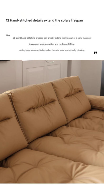 Luxury Adjustable Backrest caramel Toast Top Layer Leather Sofa