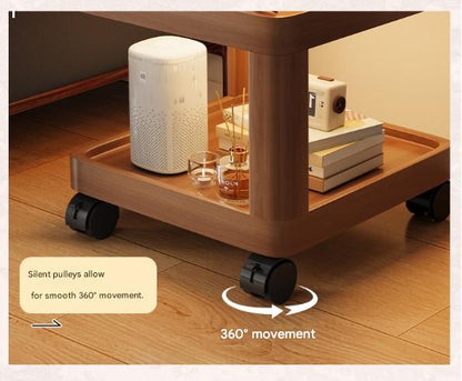 Modern Wooden Bedside Table With Wheels