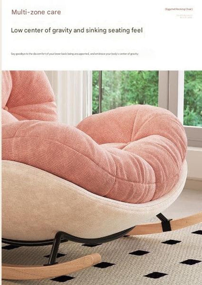 Modern Eggshell Rocking Chair with Ottoman